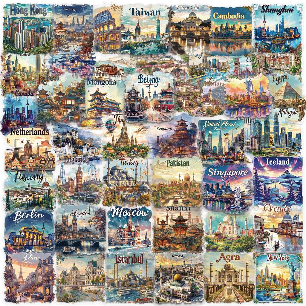 Travel Notebook Journal - 50Pcs Transparent Travel Postcard PET Stickers