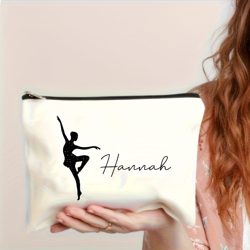 Travel Accessories Name - Personalized Ballet Dancer Print Makeup Bag