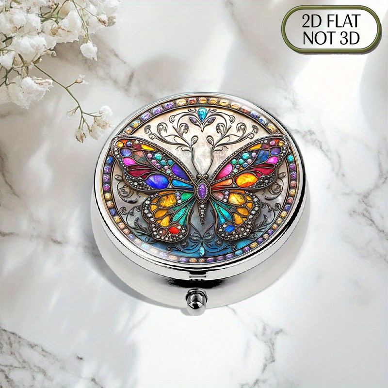 Travel Accessories As Gifts - 1pc flat portable round metal pill