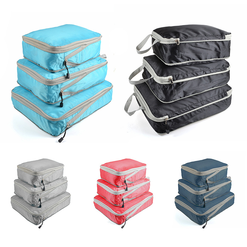 Travel Ziplock Bags - Foldable Compressible Packing Cubes, Waterproof Travel