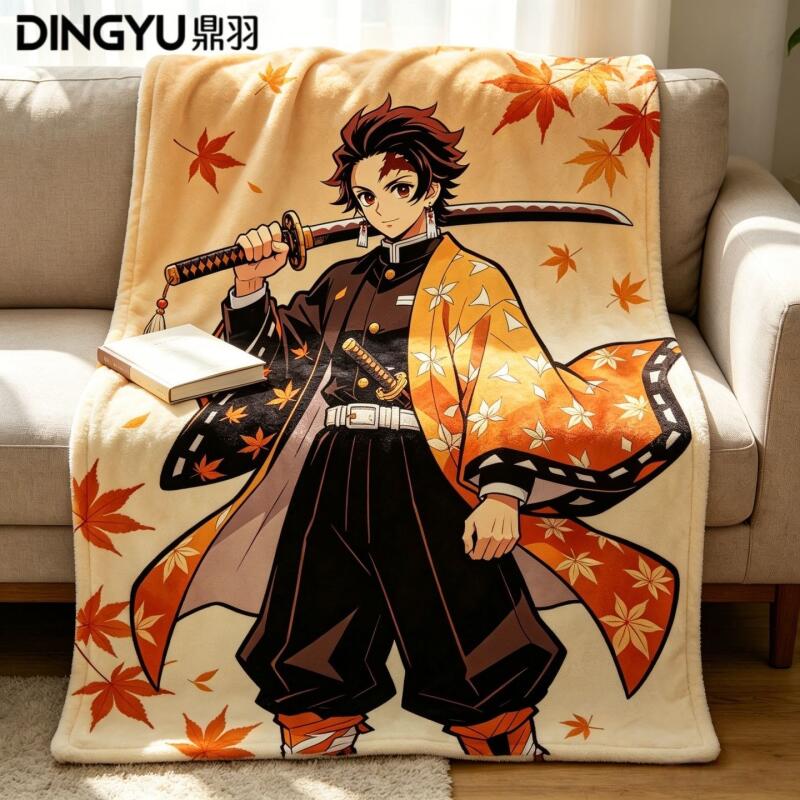 Travel Accessories As Gifts - Anime Demon Slayer Flannel Blanket Thin