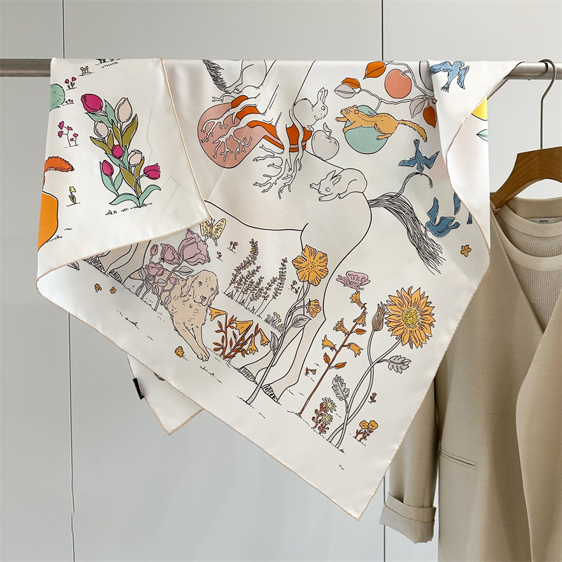 Travel Accessories Luxury - AB Faced Print Silk Scarf 18MM