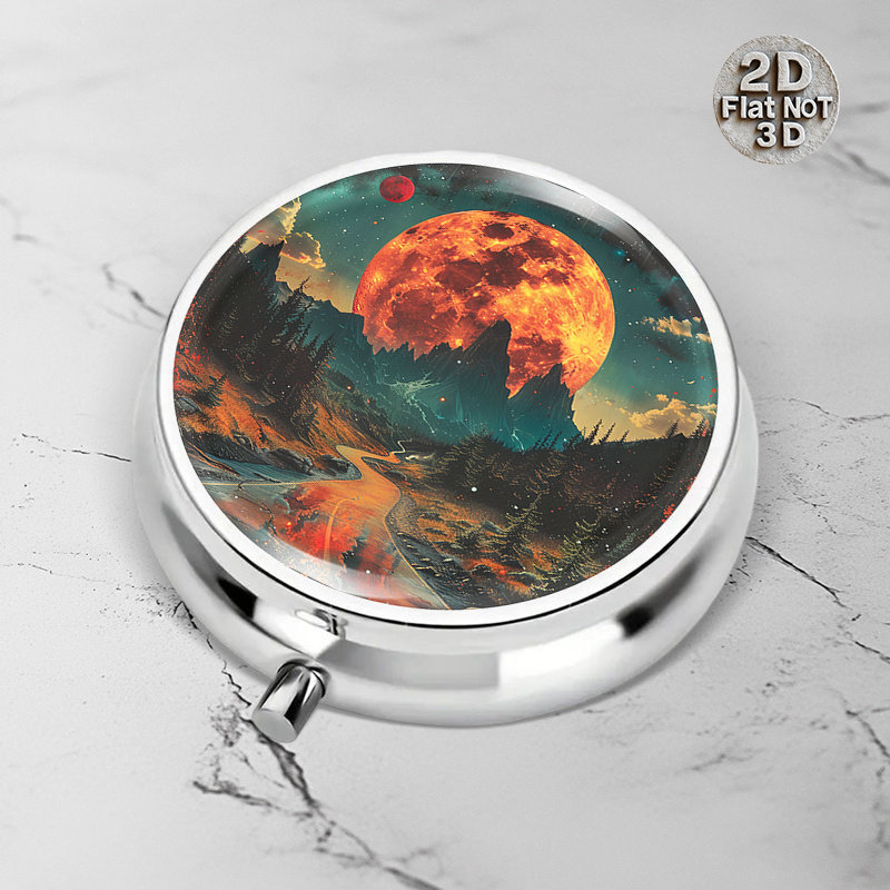 Travel Accessories As Gifts - (Flat) 1pc portable round metal pill