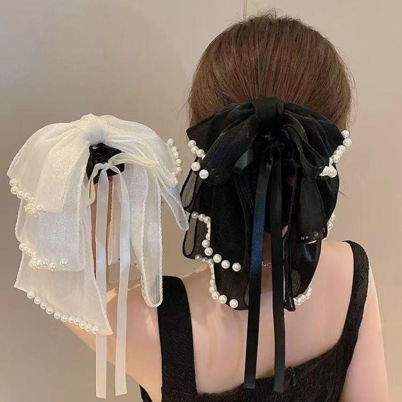 Travel Accessories Aesthetic - Women's Hair Accessory Beaded Ribbon Bow
