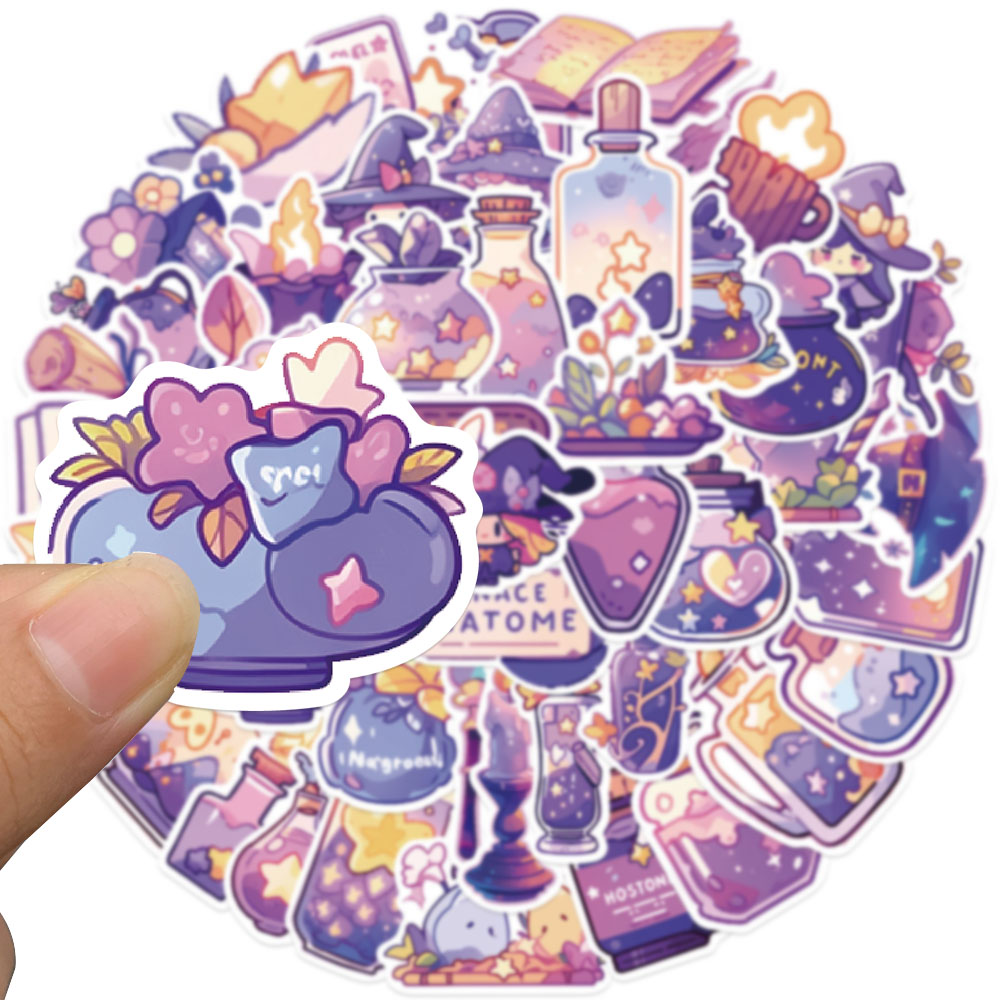 50pcs Purple Magic Witch Potio - Sticker Luggage Decorative review and price