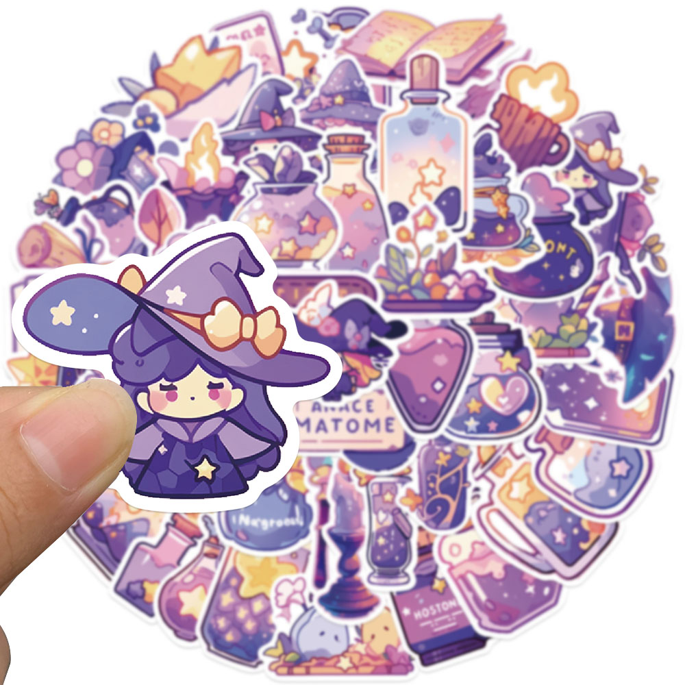 50pcs Purple Magic Witch Potio - Sticker Luggage Decorative review and price