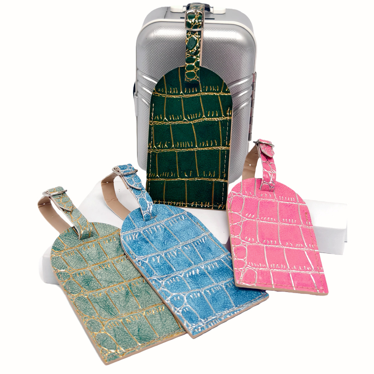 Crocodile Embossed Gold/Silver - Travel Accessories Name review and price