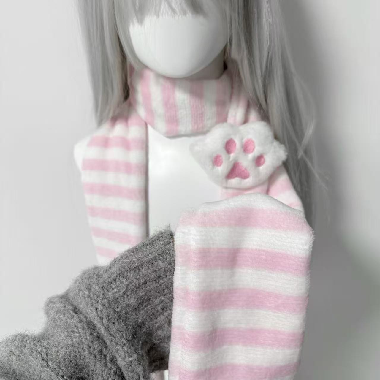 Kawaii Kniied Scarf Cat Paw De - Travel Accessories Aesthetic review and price