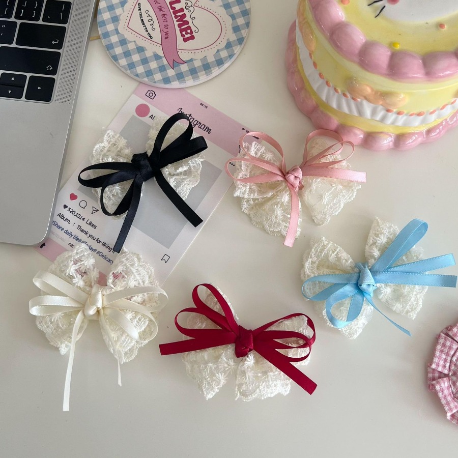 2pcs/set Cute Lace Bow Hair Cl - Travel Accessories Kit review and price