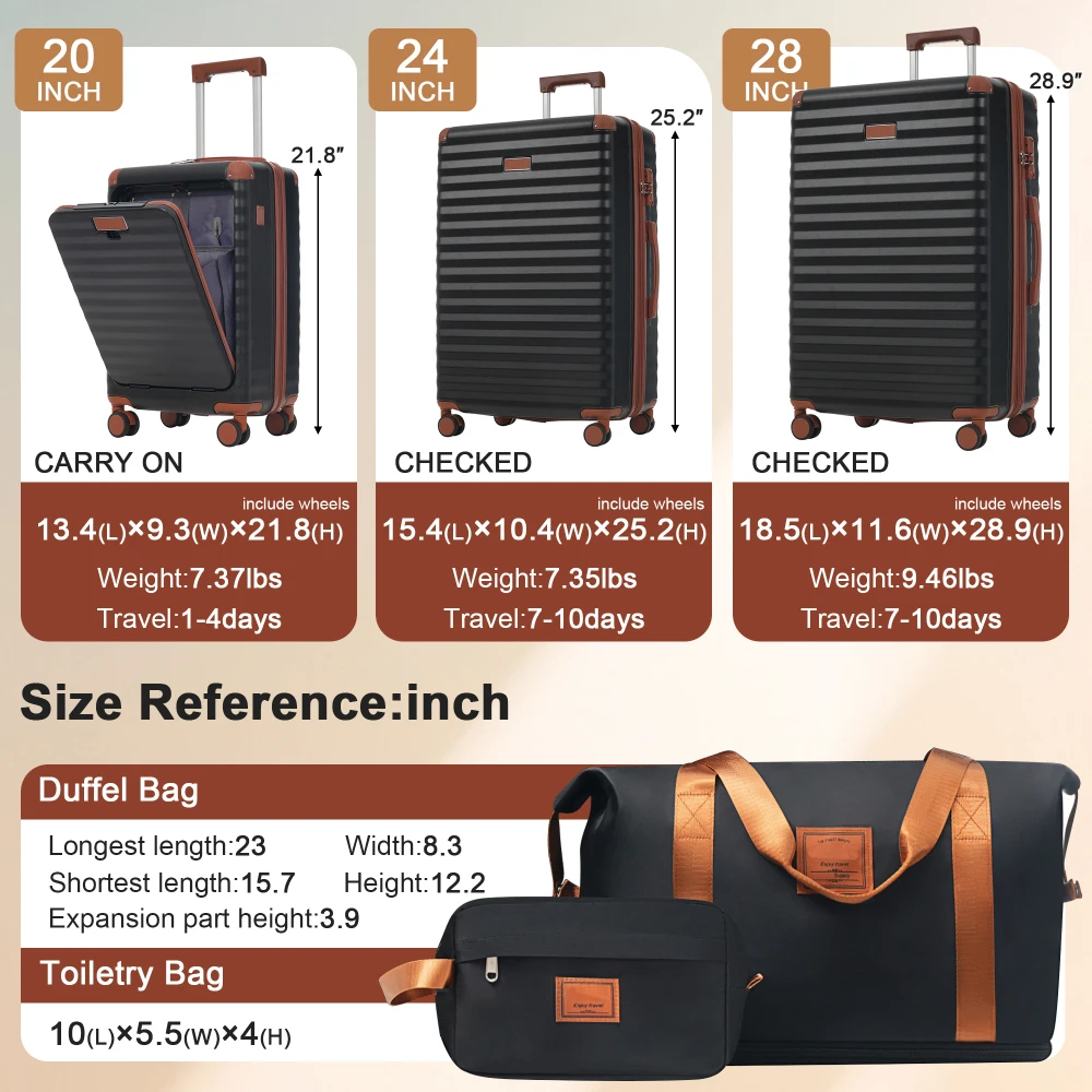Luggage Sets 5 Piece with Fron - Toiletry Bag Tsa review and price