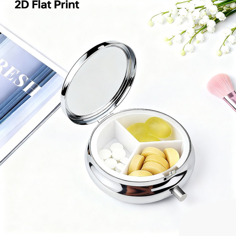 A flat, portable, round metal  - Travel Accessories As Gifts review and price
