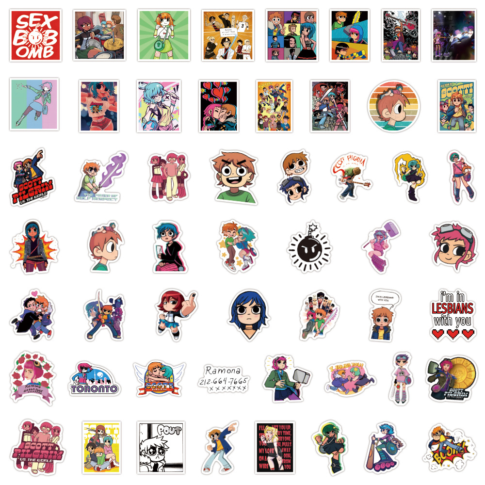 55pcs Cute Scott Pilgrim stick - Sticker Luggage Decorative review and price
