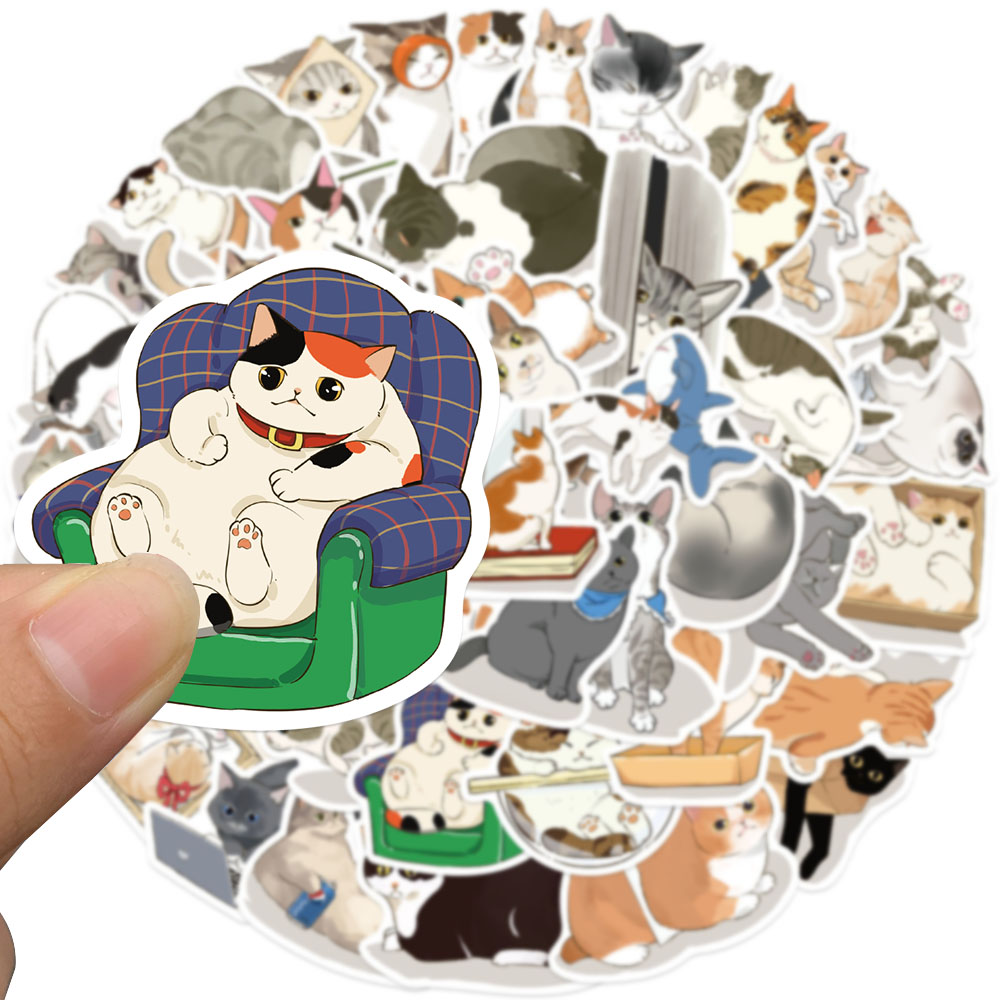 50pcs Cute Gaze Cat Sticker Ca - Sticker Luggage Decorative review and price