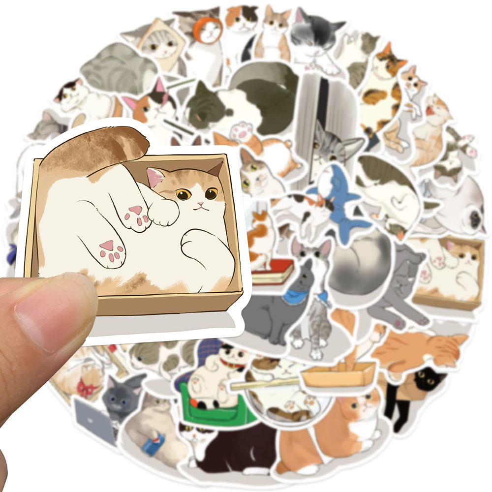 50pcs Cute Gaze Cat Sticker Ca - Sticker Luggage Decorative review and price