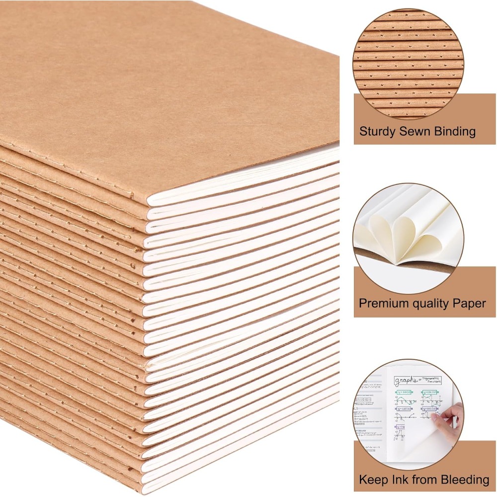 24 Pack A5 Blank Kraft Noteboo - Travel Notebook Journal review and price