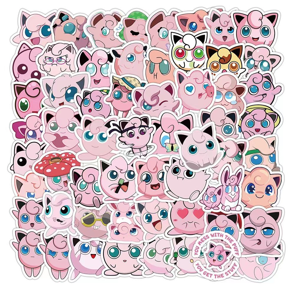Pokémon 50 Cute Jigglypuff Sti - Sticker Luggage Decorative review and price