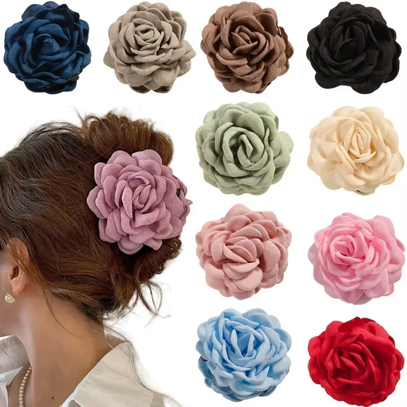 French Fabric Rose Flower Hair - Travel Accessories Aesthetic review and price