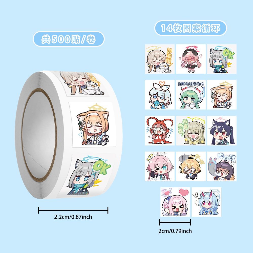 500pcs/roll Blue Archive Shimo - Sticker Luggage Decorative review and price