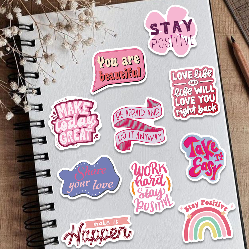 50pcs Pink Inspirational Phras - Sticker Luggage Decorative review and price